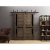 Sartodoors Sliding Closet Barn Bypass Doors 36 x 84in, Cognac Oak W/ Black Glass, Sturdy 6.6ft Rails VEREGIO7588BBB-AKA-3684